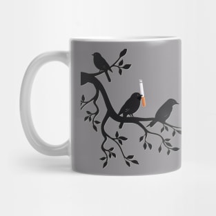 BIRD ORANGE - black full  by COLORBLIND WorldView Mug